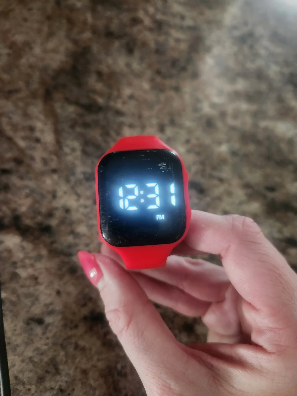Red Smartwatch with Silicone Band w/ Step Counter- Unbranded Kids